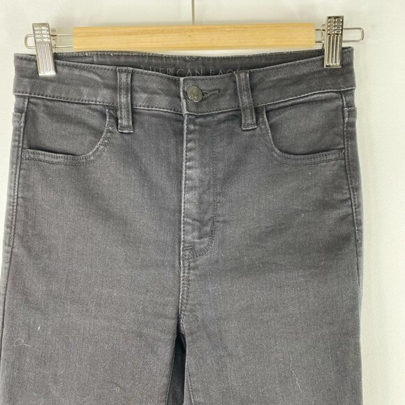 American Eagle Jeans Super Hi Rise Jegging Black Denim Womens Size 4 Short - Picture 3 of 7